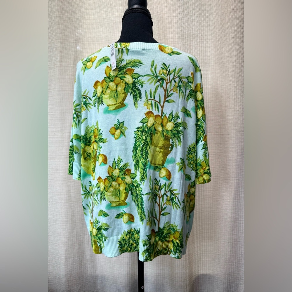 Talbots Elbow Sleeve Lemon Trees Print Pullover Sweater Sz L NWT Grandmacore - Picture 4 of 14